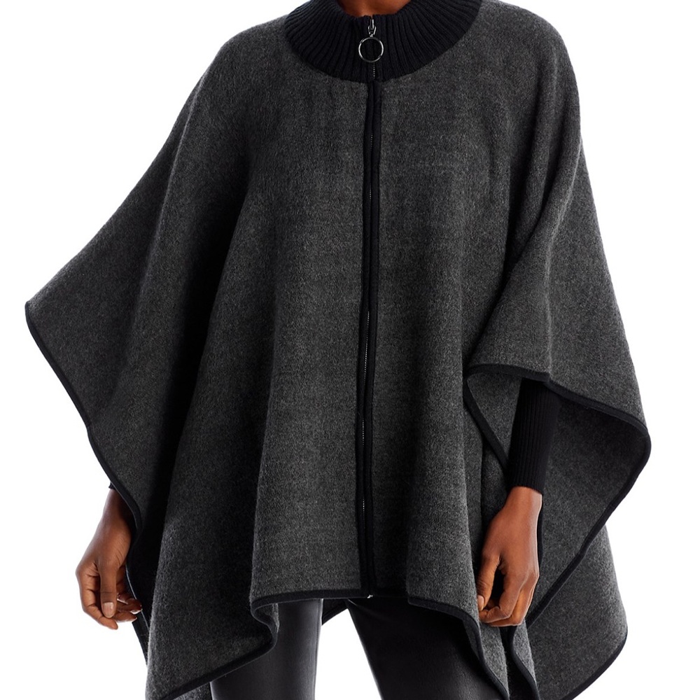 Elegant Charcoal Cape Sweater - New